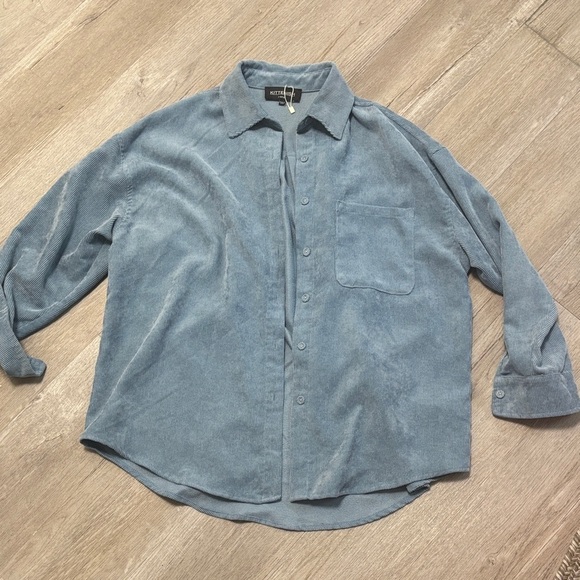 Kittenish Tops - Kittenish Blue Button Down Shirt